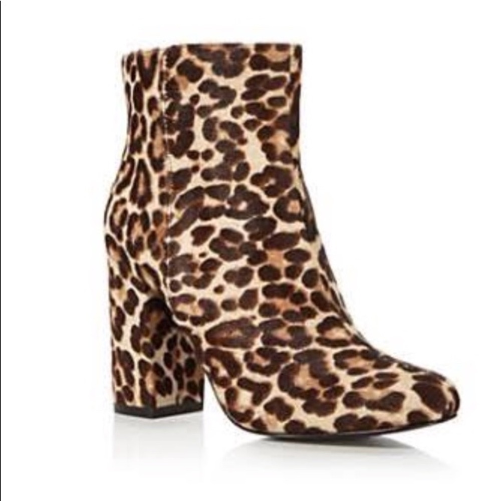 Charles David Leopard Print Block Heel Booties